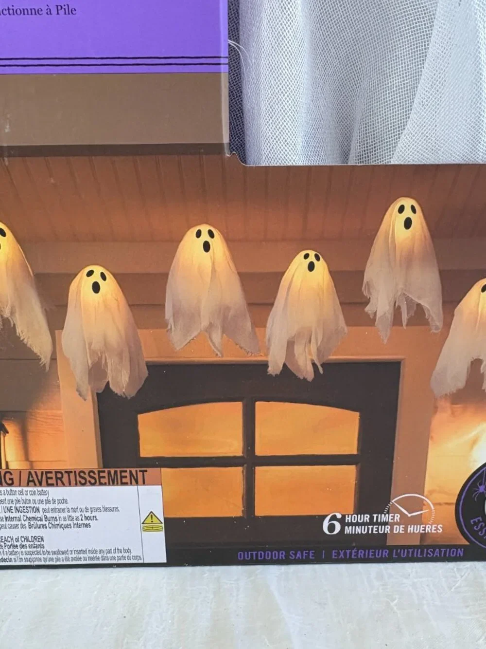 Martha Stewart  Halloween Lighted Ghost Garland 6 HR Timer Battery Operated 14
